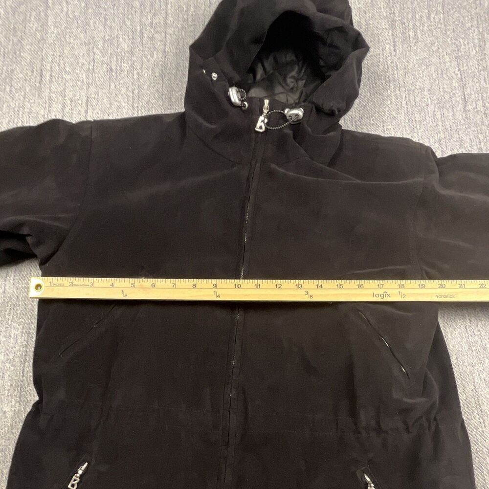 Vintage Bogner Hooded Ski Jacket Parka Womens 4 Black Sueded Microfiber Coat - Picture 7 of 13